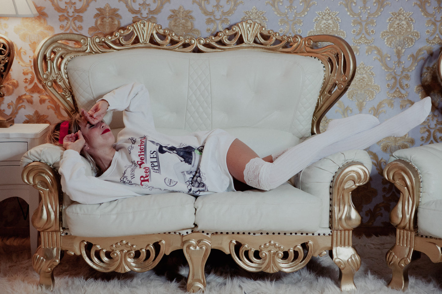 Cream Puff Lacy Knee High Socks