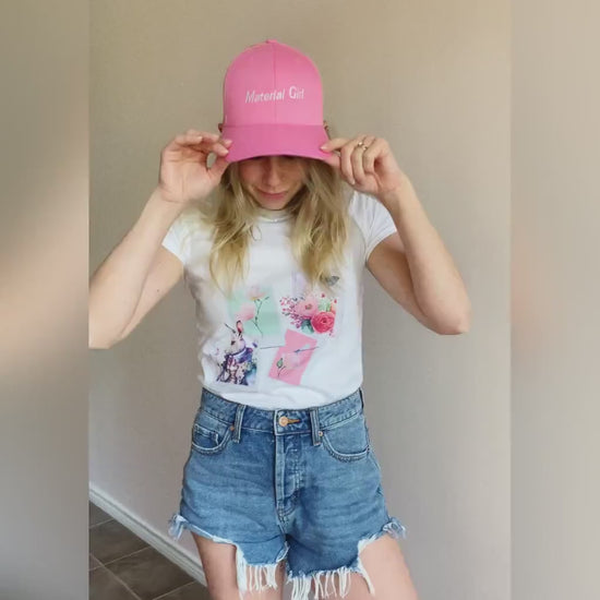 Material Girl Trucker Cap, 90's Girl Cap, Pink Beach Women's Hat, Retro Love, 1990's Throwback