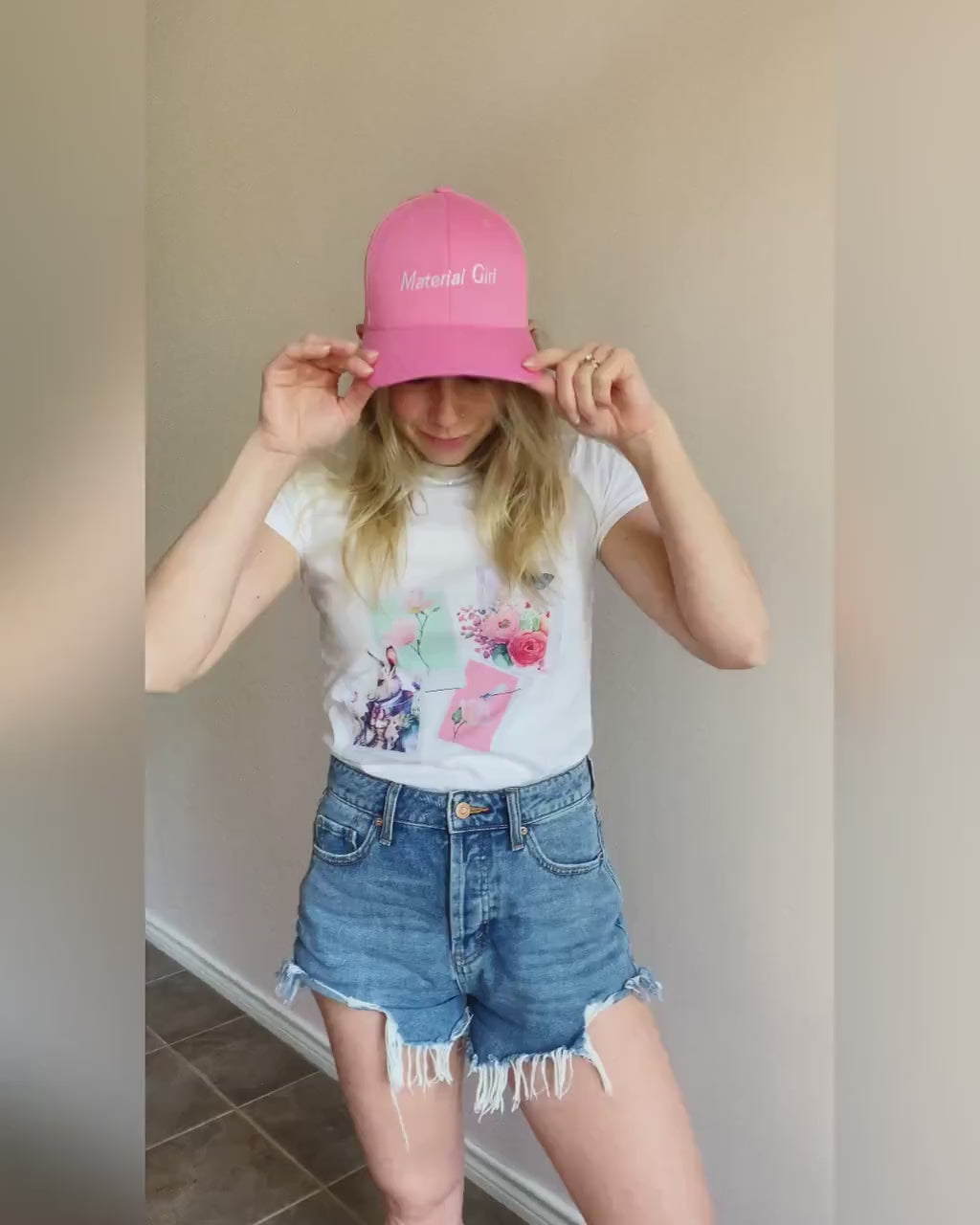 Material Girl Trucker Cap, 90's Girl Cap, Pink Beach Women's Hat, Retro Love, 1990's Throwback