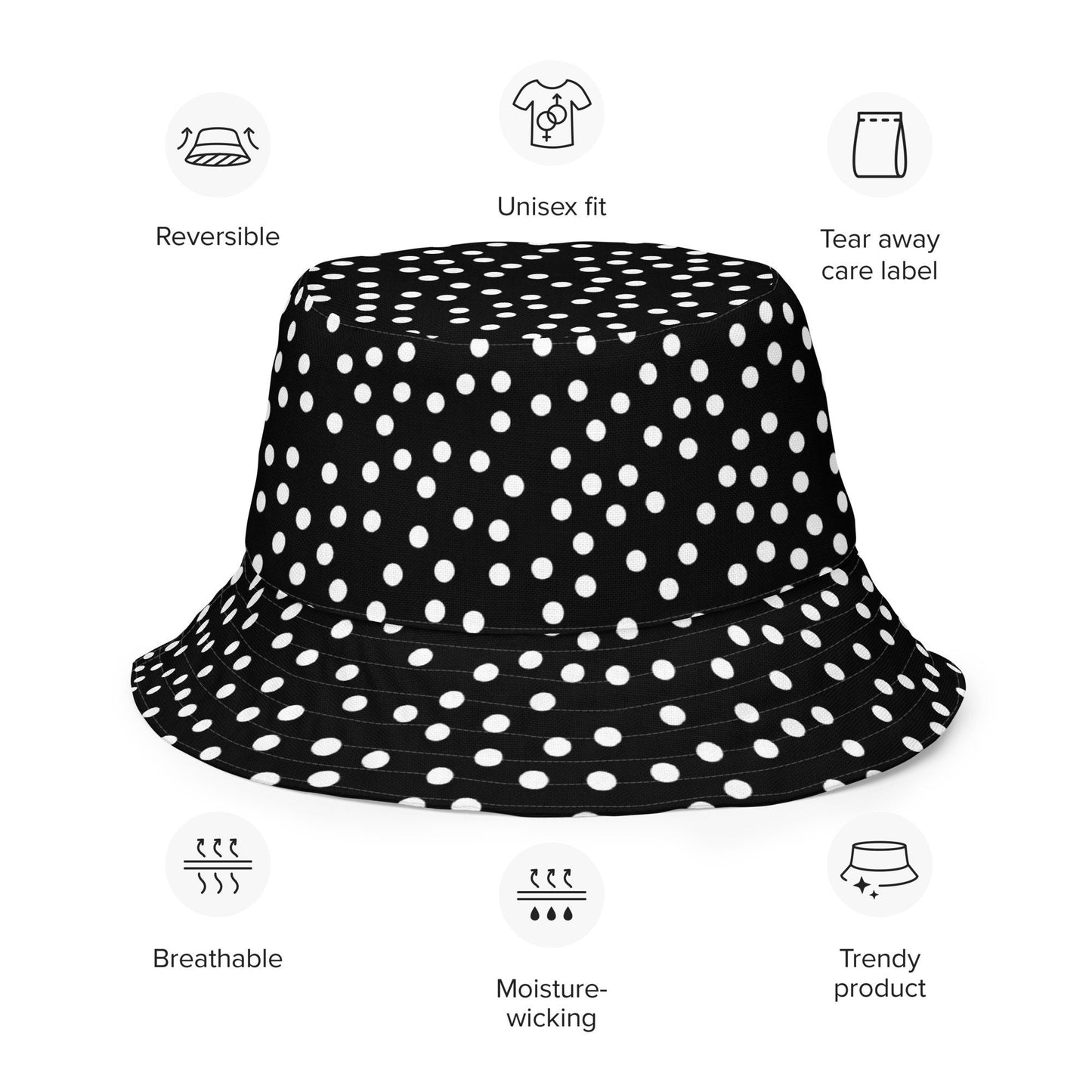 Women's Best Packable Sun Hat, Reversible Kisses & Polka Dots Bucket Hat, Linen Wrinkle Resistant Summer Hat, Pin Up Style Graphic Beach Hat